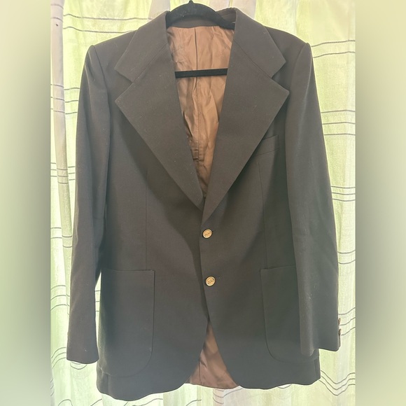 Vintage YSL Brown With Gold Button Men Blazer Jacket 39M
